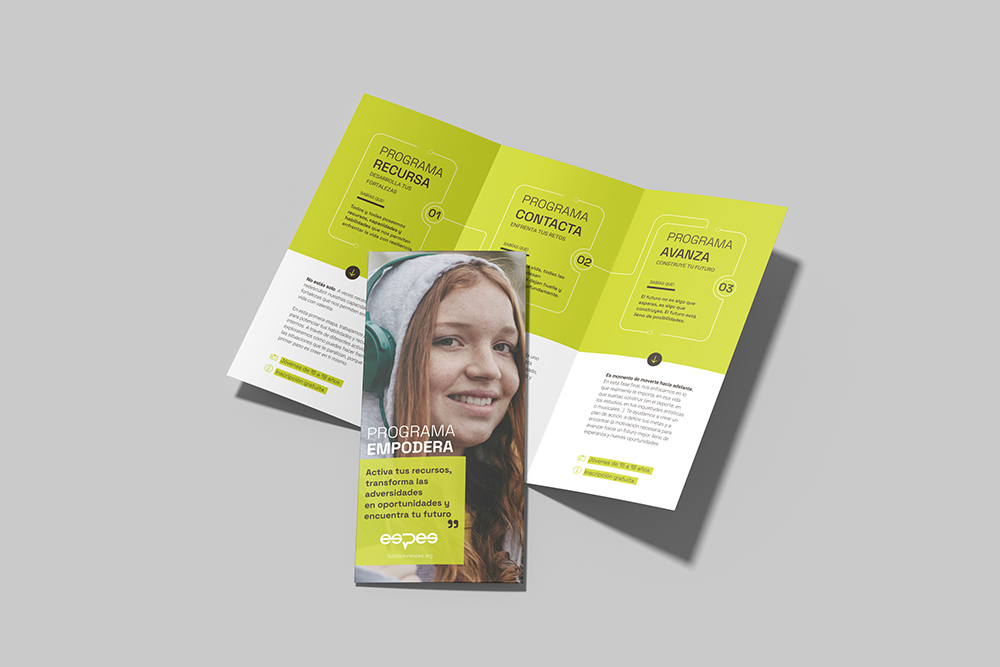 diseñador y publicista diseña folleto informativo para Espes